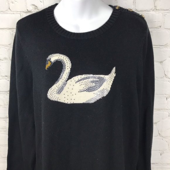 Charter Club Button Detail Sequined Swan Sweater - Picture 3 of 6